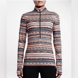 Nike Pro Hyperwarm Aztec Print 1/2 Zip Pullover Size Small